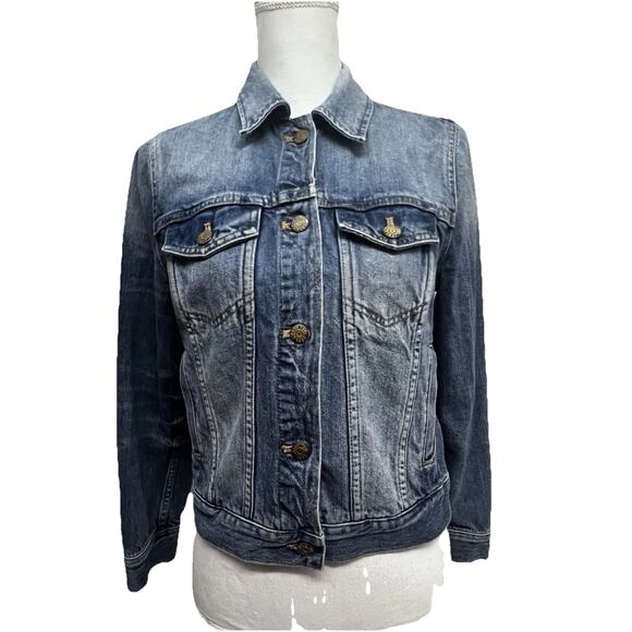 Madewell Womens Blue Stonewash Relaxed Denim Jean Trucker Button Up Jacket Small - Picture 1 of 11